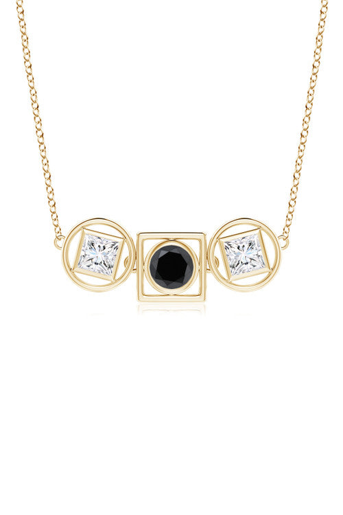 Buy Infinity 14K Gold with Black & White Diamond Three Stone Necklace in 14K Yellow Gold Online 14K Yellow Gold