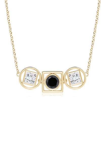 Buy Infinity 14K Gold with Black & White Diamond Three Stone Necklace in 14K Yellow Gold Online 14K Yellow Gold