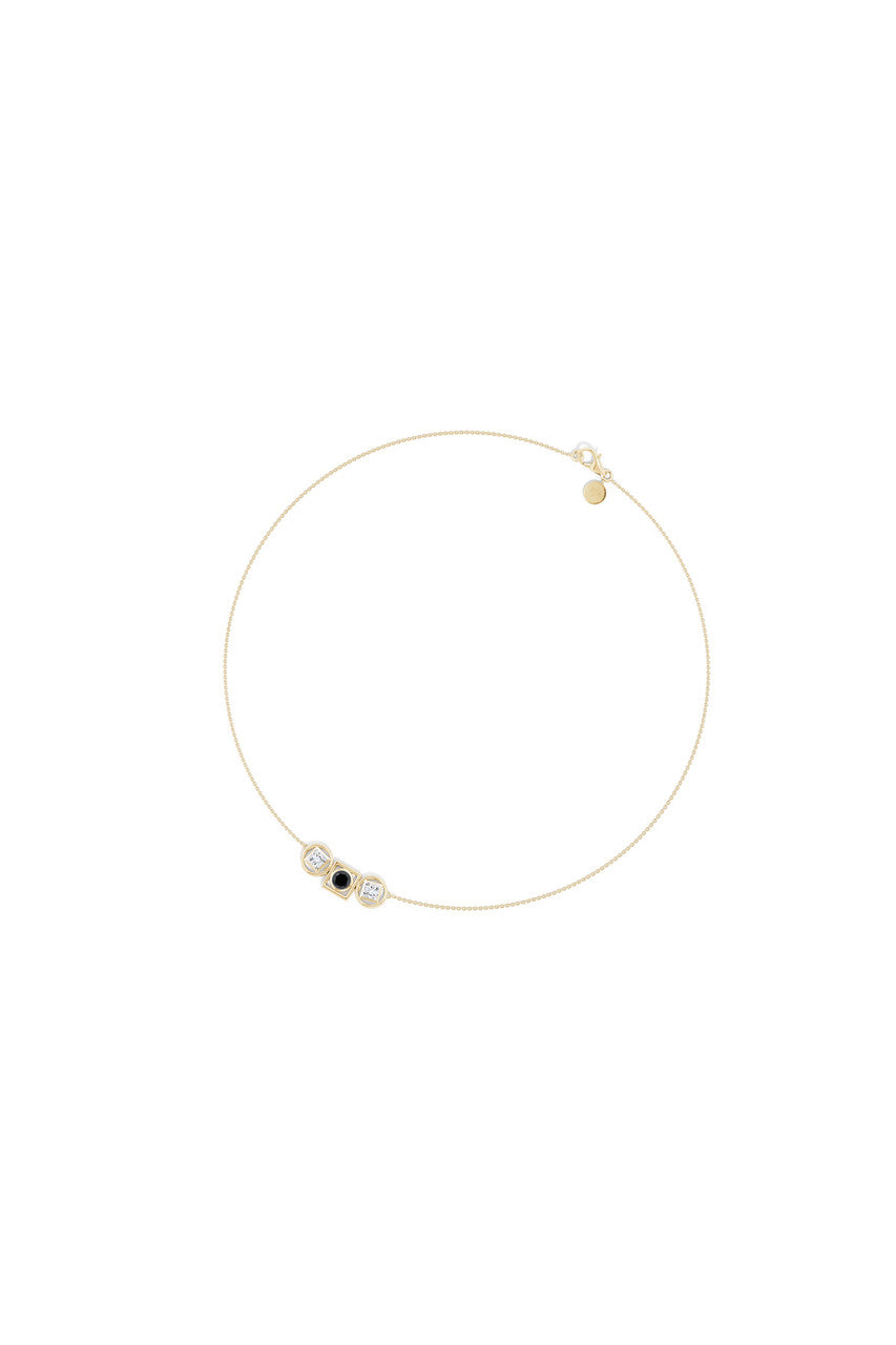 Buy Infinity 14K Gold with Black & White Diamond Three Stone Necklace in 14K Yellow Gold Online 14K Yellow Gold