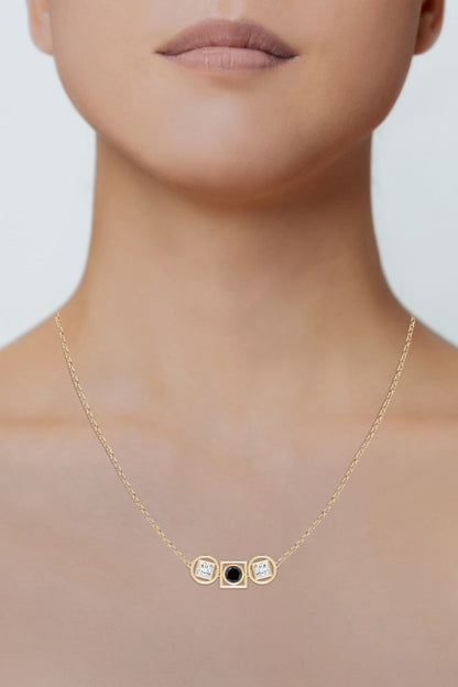 Buy Infinity 14K Gold with Black & White Diamond Three Stone Necklace in 14K Yellow Gold Online 14K Yellow Gold