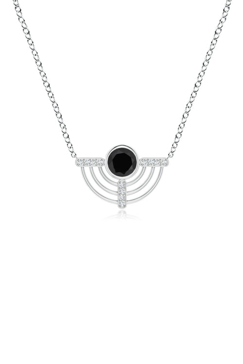 Buy Infinity Half Concentric Circle 14K Gold and Black Onyx Pendant Necklace in 14K White Gold Online 14K White Gold