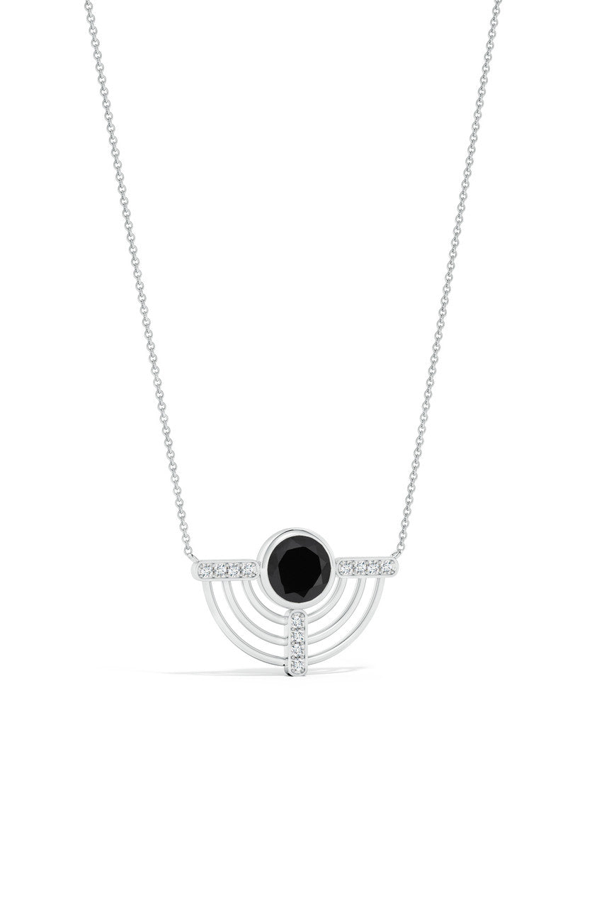 Buy Infinity Half Concentric Circle 14K Gold and Black Onyx Pendant Necklace in 14K White Gold Online 14K White Gold