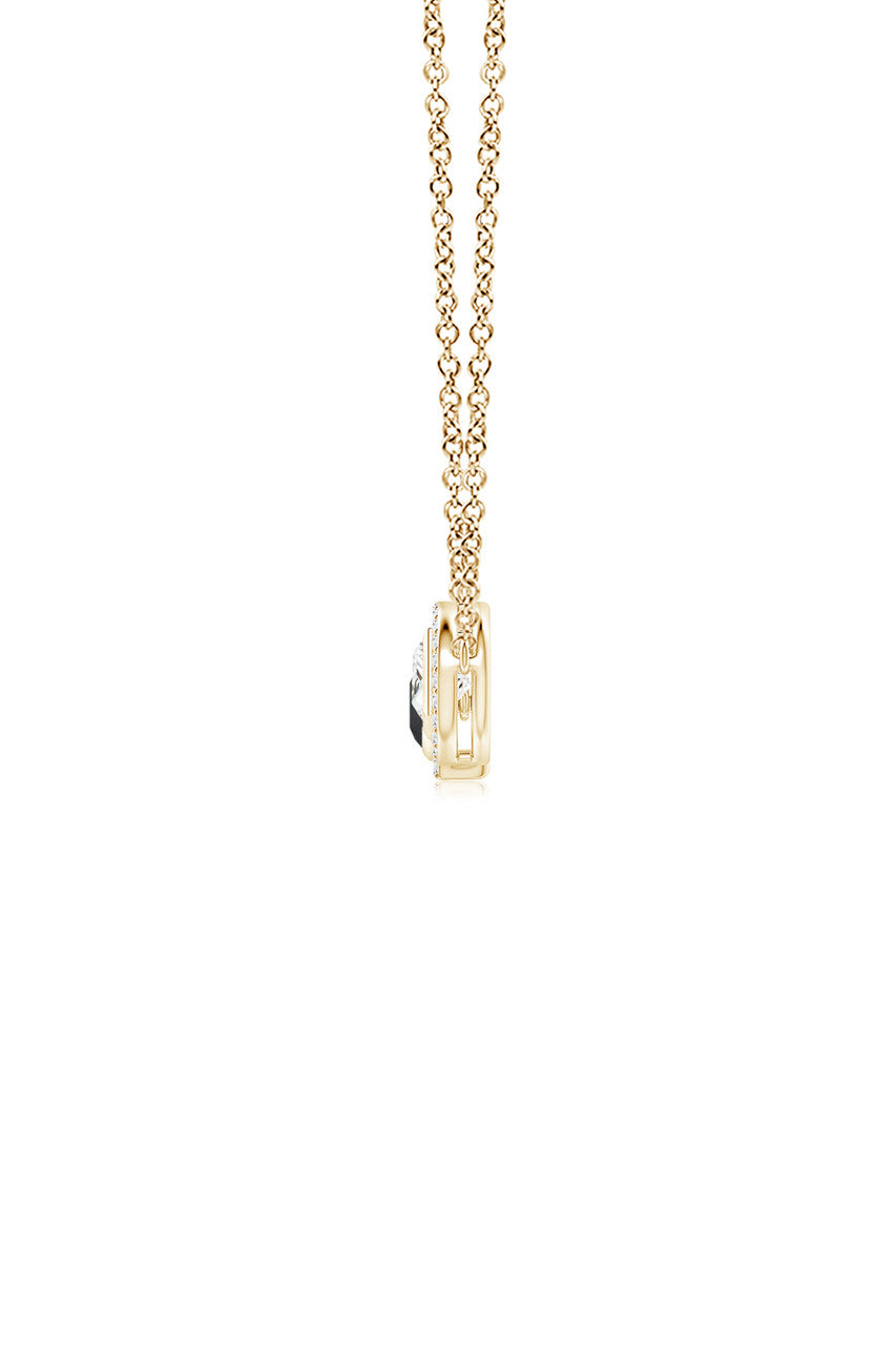 Buy Infinity 14K Gold with Black & White Diamond Three Stone Halo Necklace in 14K Yellow Gold Online 14K Yellow Gold
