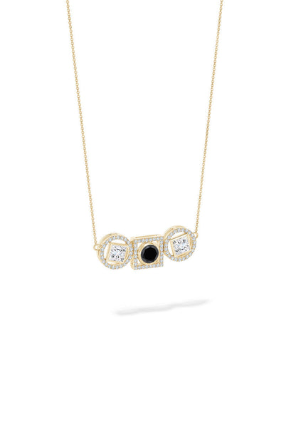 Buy Infinity 14K Gold with Black & White Diamond Three Stone Halo Necklace in 14K Yellow Gold Online 14K Yellow Gold