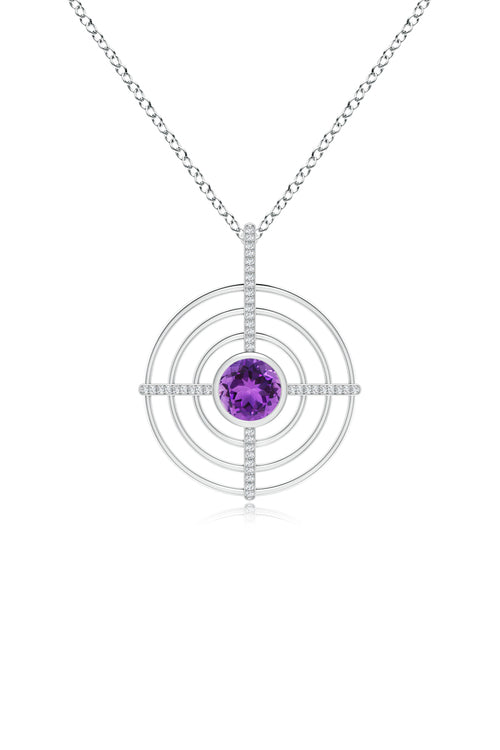 Buy Infinity Concentric Circle 14K Gold and Amethyst Pendant Necklace in 14K White Gold Online 14K White Gold