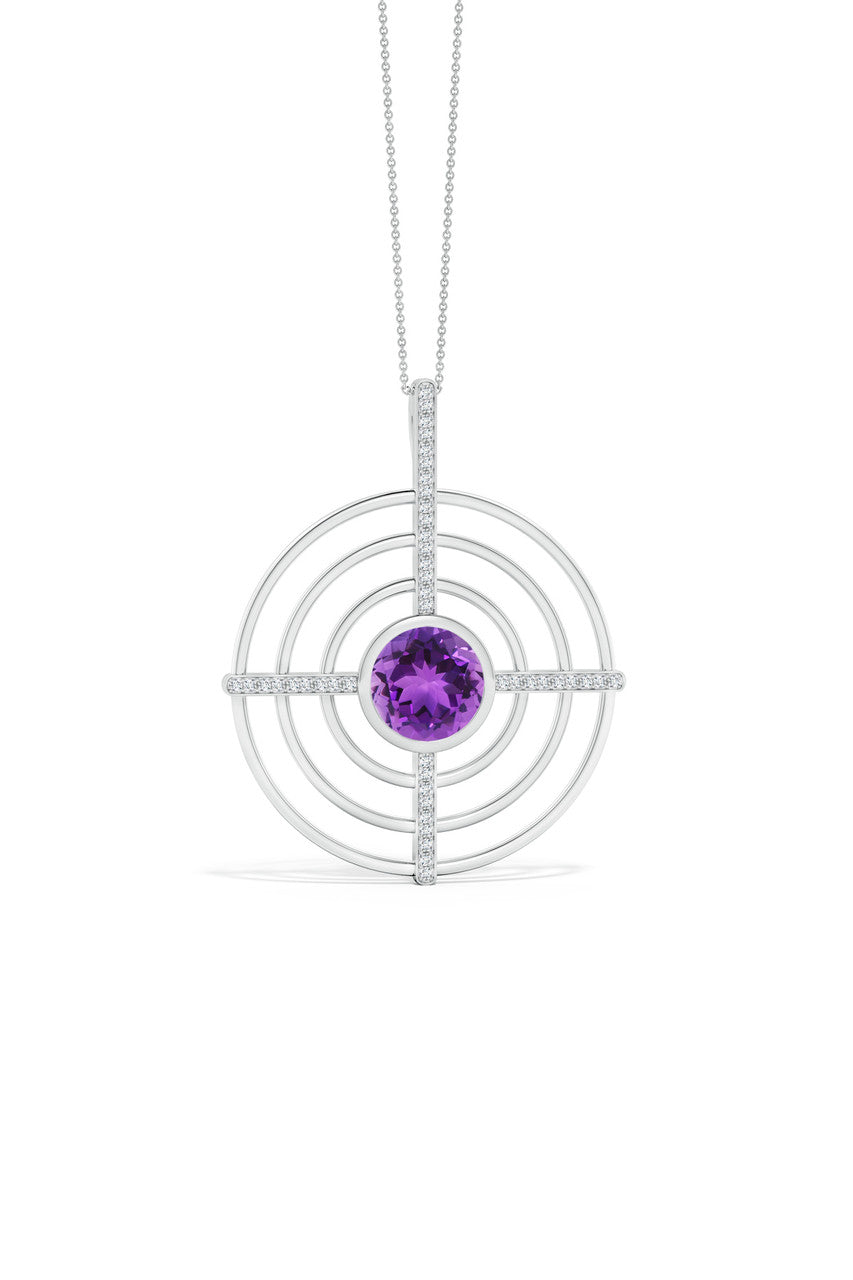 Buy Infinity Concentric Circle 14K Gold and Amethyst Pendant Necklace in 14K White Gold Online 14K White Gold