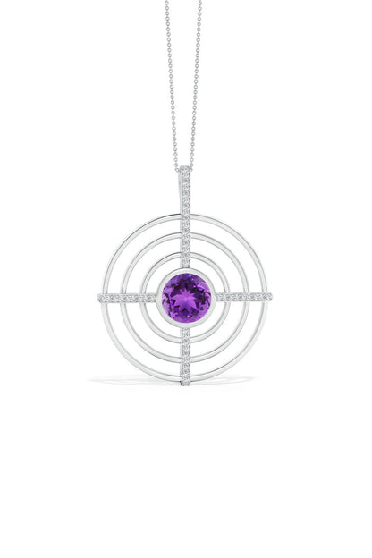 Buy Infinity Concentric Circle 14K Gold and Amethyst Pendant Necklace in 14K White Gold Online 14K White Gold