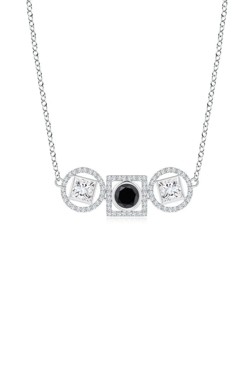 Buy Infinity 14K Gold with Black & White Diamond Three Stone Halo Necklace in 14K White Gold Online 14K White Gold
