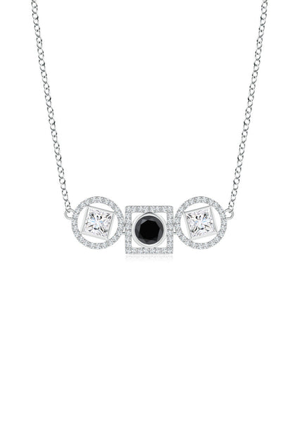 Buy Infinity 14K Gold with Black & White Diamond Three Stone Halo Necklace in 14K White Gold Online 14K White Gold