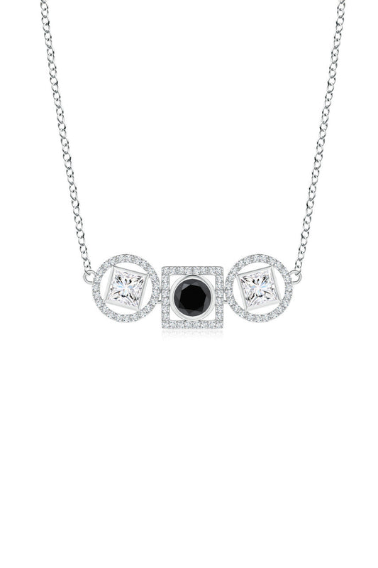 Buy Infinity 14K Gold with Black & White Diamond Three Stone Halo Necklace in 14K White Gold Online 14K White Gold