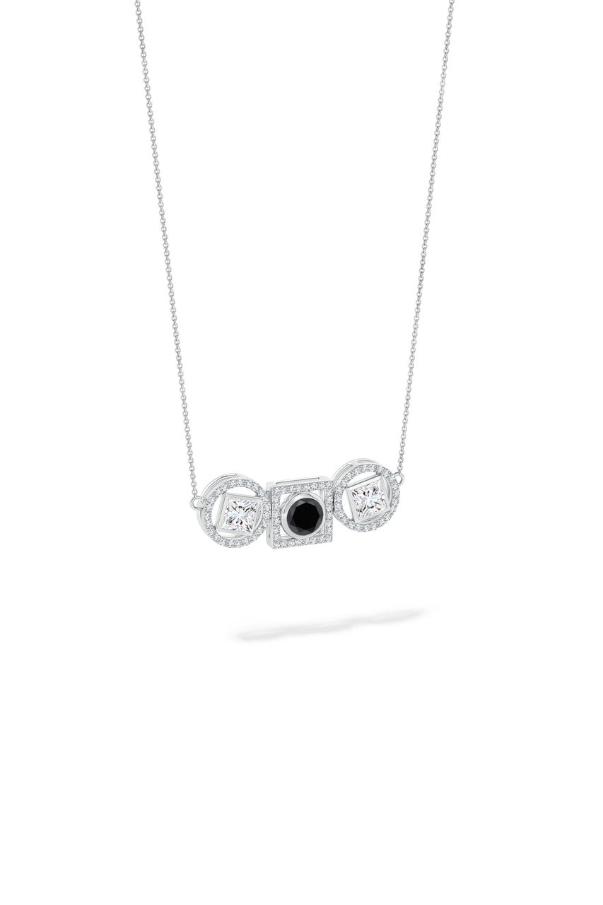 Buy Infinity 14K Gold with Black & White Diamond Three Stone Halo Necklace in 14K White Gold Online 14K White Gold