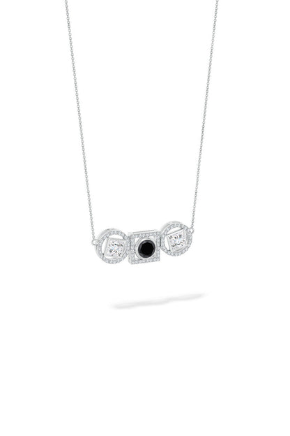 Buy Infinity 14K Gold with Black & White Diamond Three Stone Halo Necklace in 14K White Gold Online 14K White Gold