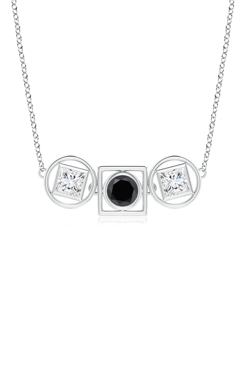 Buy Infinity 14K Gold with Black & White Diamond Three Stone Necklace in 14K White Gold Online 14K White Gold
