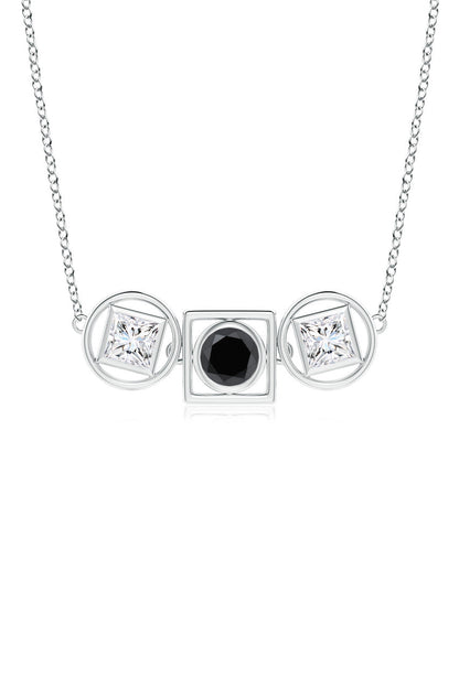 Buy Infinity 14K Gold with Black & White Diamond Three Stone Necklace in 14K White Gold Online 14K White Gold