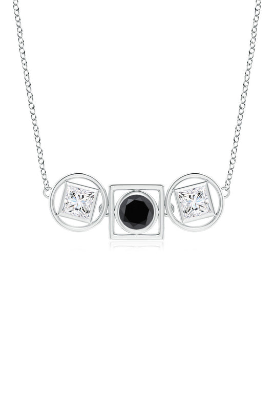 Buy Infinity 14K Gold with Black & White Diamond Three Stone Necklace in 14K White Gold Online 14K White Gold