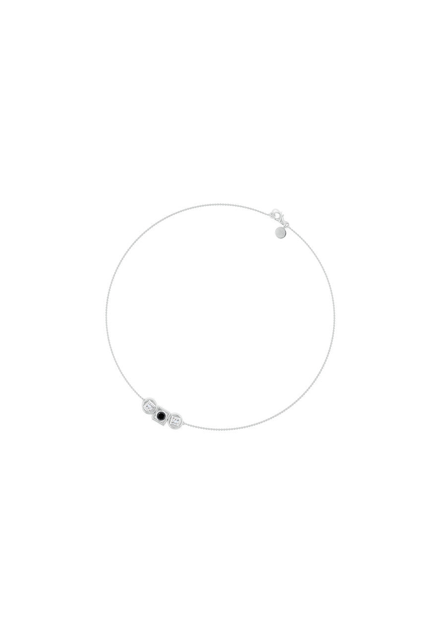 Buy Infinity 14K Gold with Black & White Diamond Three Stone Necklace in 14K White Gold Online 14K White Gold