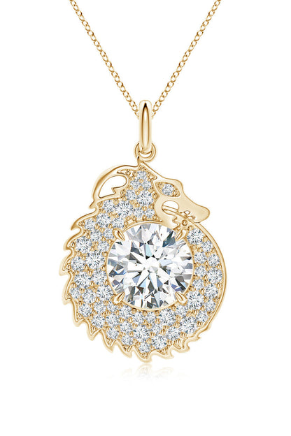 Buy Dragon Lab-Grown 14K Gold Round Diamond Pendant Necklace in 14K Yellow Gold Online 14K Yellow Gold