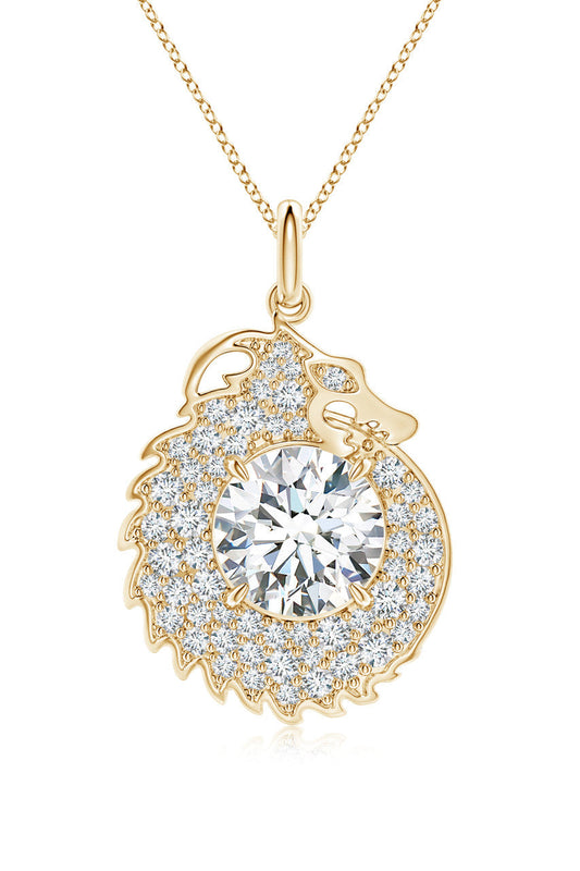 Buy Dragon Lab-Grown 14K Gold Round Diamond Pendant Necklace in 14K Yellow Gold Online 14K Yellow Gold