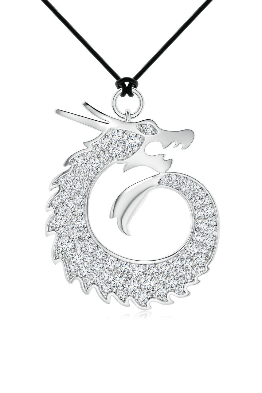 Buy Dragon Lab-Grown Diamond Silver Pendant Necklace in 925 Silver Online 925 Silver