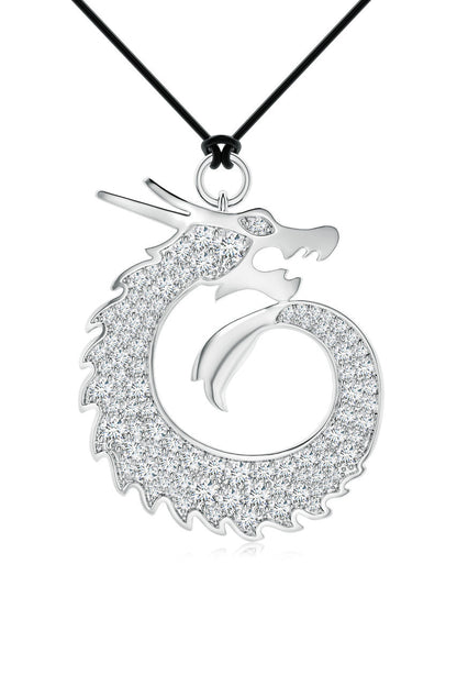 Buy Dragon Lab-Grown Diamond Silver Pendant Necklace in 925 Silver Online 925 Silver