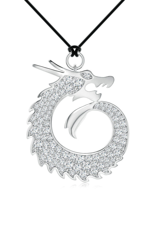 Buy Dragon Lab-Grown Diamond Silver Pendant Necklace in 925 Silver Online 925 Silver