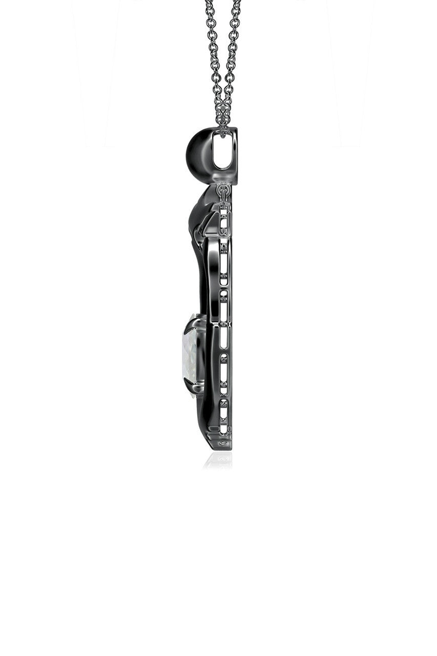 Buy Dragon Midnight Silver & White Topaz Slider Pendant Necklace in Midnight Silver Online Midnight Silver