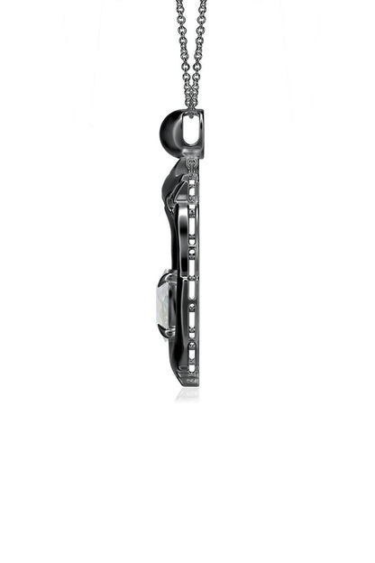 Buy Dragon Midnight Silver & White Topaz Slider Pendant Necklace in Midnight Silver Online Midnight Silver