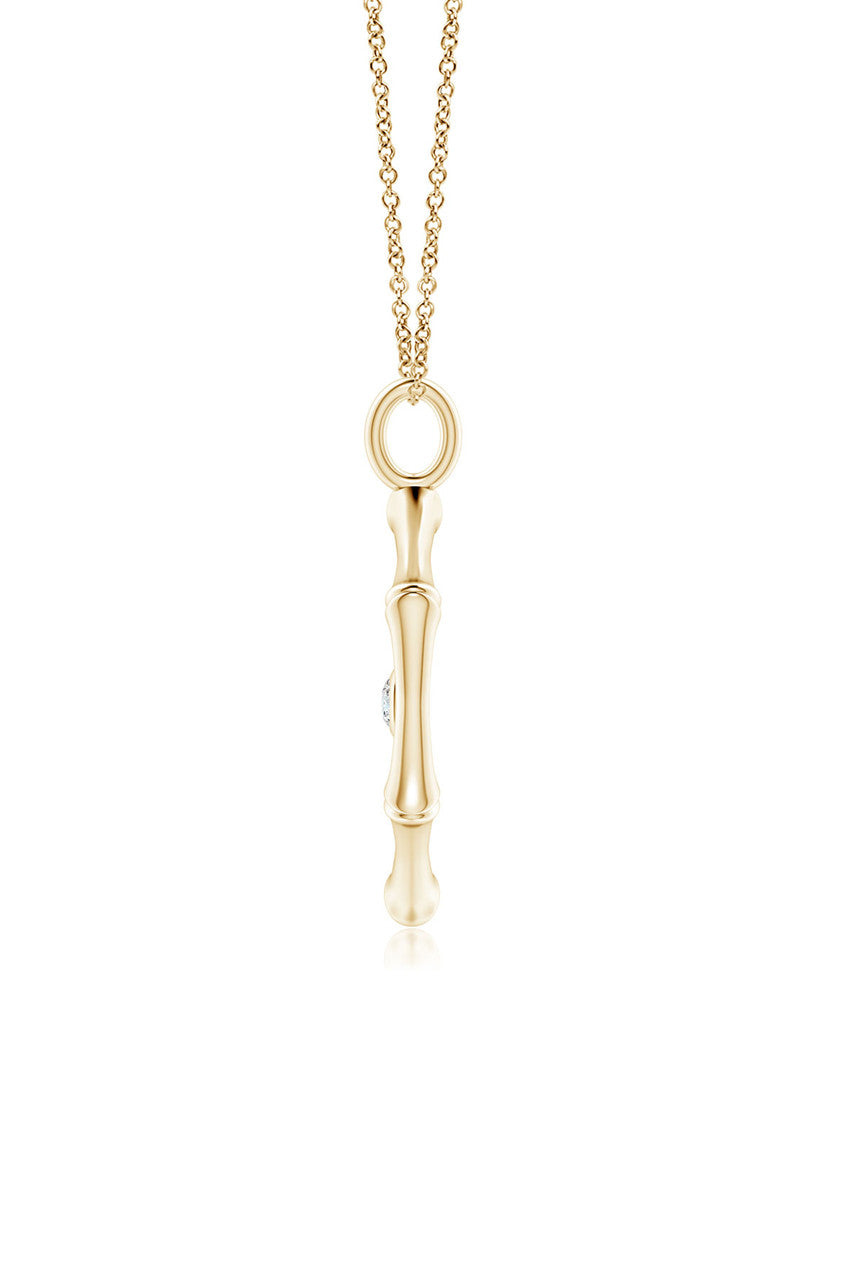 Buy Indochine Spirit 14k Evil Eye Bamboo Hexagon Frame Diamond Necklace in 14K Yellow Gold Online 14K Yellow Gold