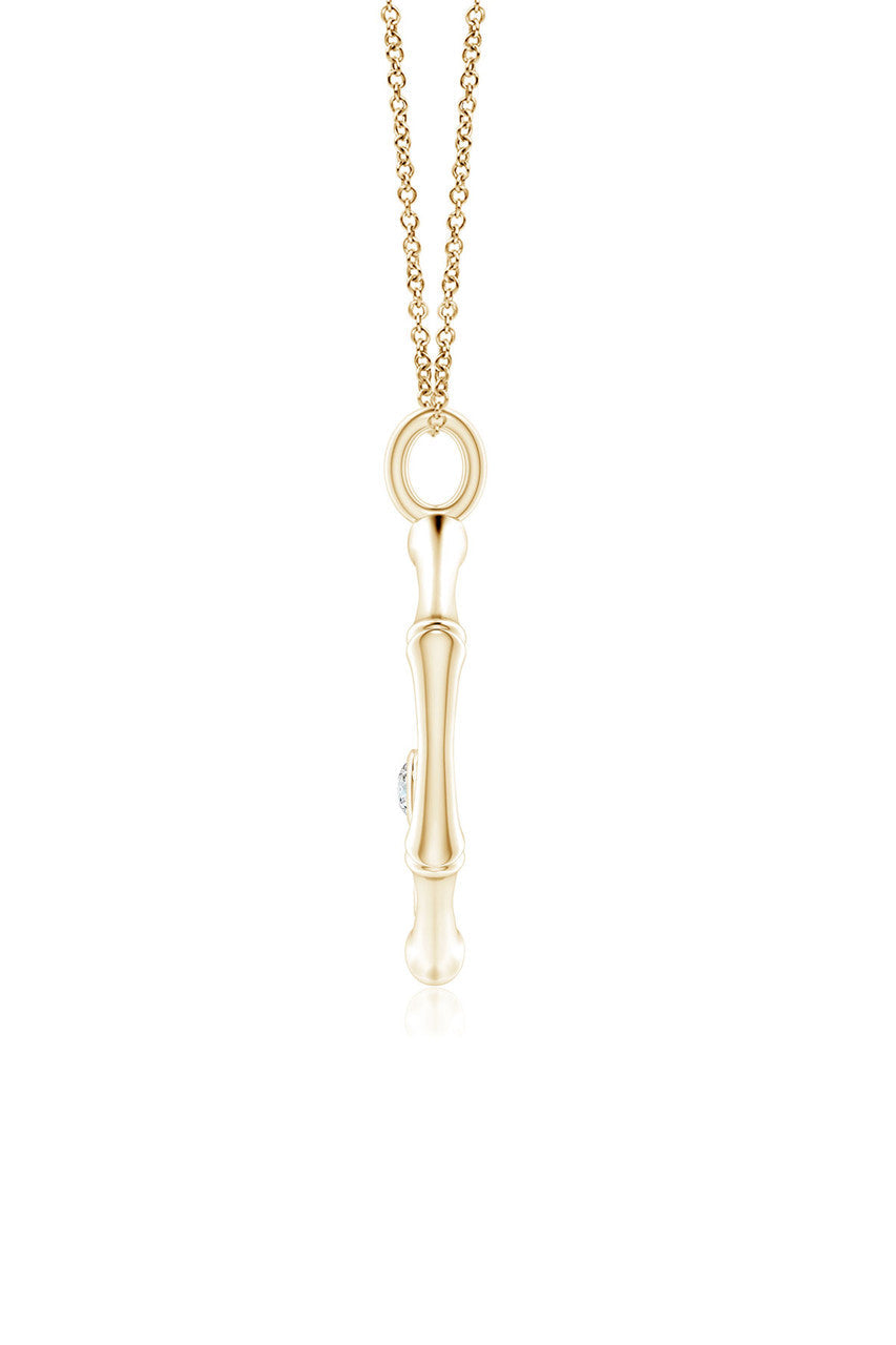 Buy Indochine Spirit 14k Bamboo Frame Hamsa Diamond Pendant Necklace in 14K Yellow Gold Online 14K Yellow Gold