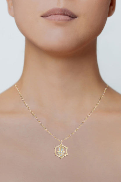 Buy Indochine Spirit 14k Bamboo Frame Hamsa Diamond Pendant Necklace in 14K Yellow Gold Online 14K Yellow Gold
