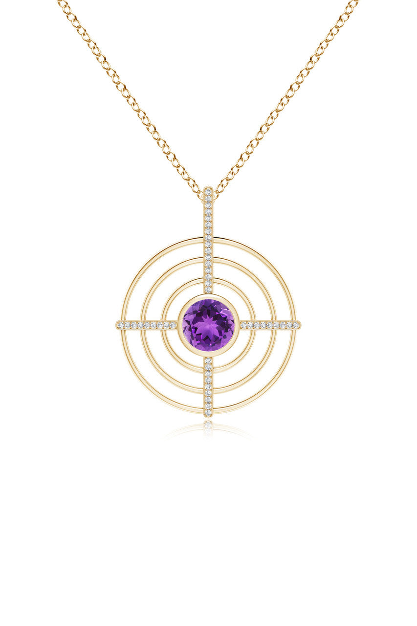 Buy Infinity Concentric Circle 14K Gold and Amethyst Pendant Necklace in 14K Yellow Gold Online 14K Yellow Gold