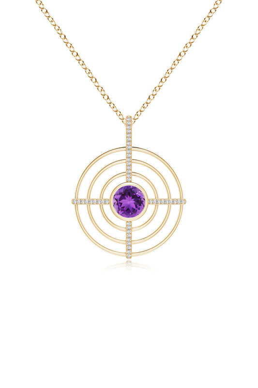 Buy Infinity Concentric Circle 14K Gold and Amethyst Pendant Necklace in 14K Yellow Gold Online 14K Yellow Gold