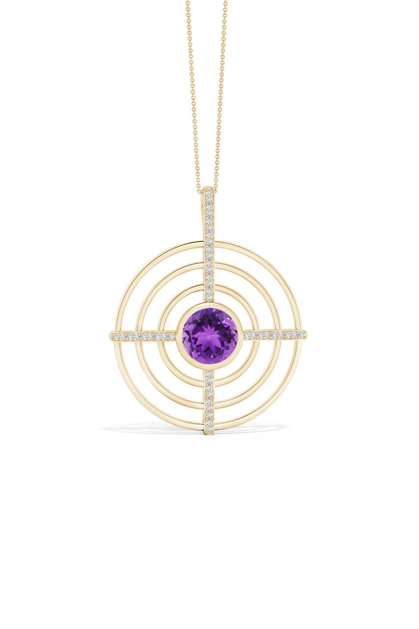 Buy Infinity Concentric Circle 14K Gold and Amethyst Pendant Necklace in 14K Yellow Gold Online 14K Yellow Gold