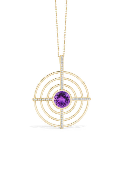 Buy Infinity Concentric Circle 14K Gold and Amethyst Pendant Necklace in 14K Yellow Gold Online 14K Yellow Gold