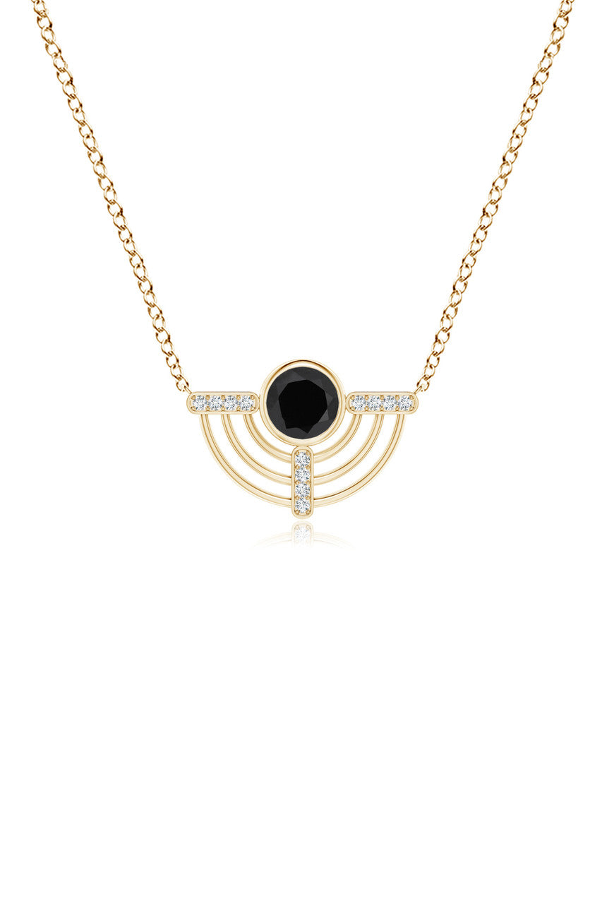 Buy Infinity Half Concentric Circle 14K Gold and Black Onyx Pendant Necklace in 14K Yellow Gold Online 14K Yellow Gold