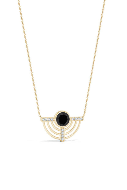 Buy Infinity Half Concentric Circle 14K Gold and Black Onyx Pendant Necklace in 14K Yellow Gold Online 14K Yellow Gold