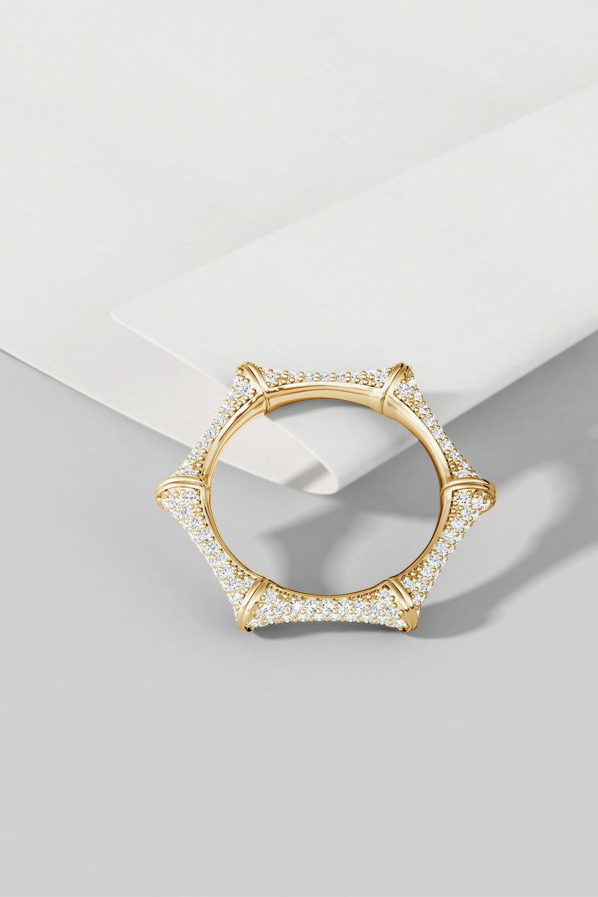 Buy Indochine 14k Diamond Pave Bamboo Eternity Ring in 14K Yellow Gold Online 14K Yellow Gold