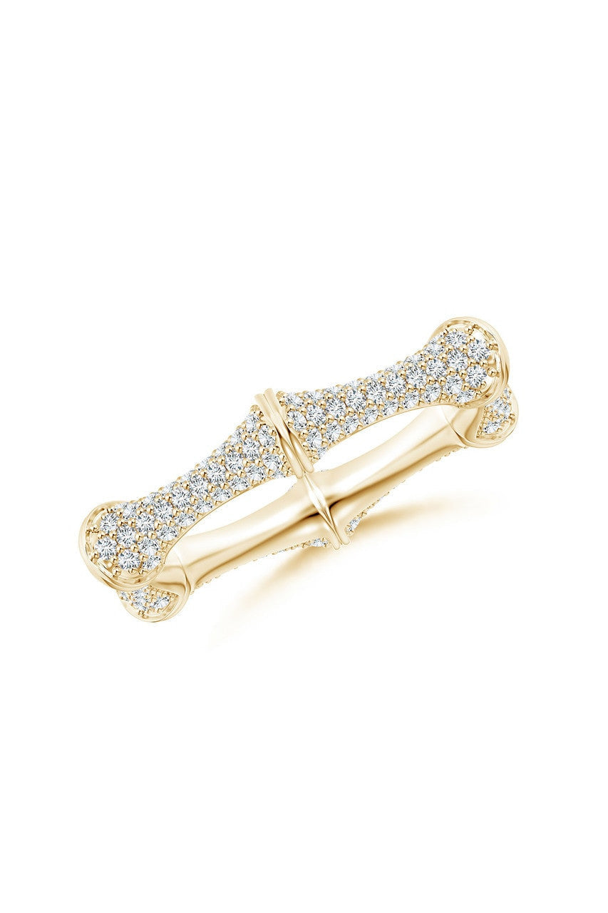 Buy Indochine 14k Diamond Pave Bamboo Eternity Ring in 14K Yellow Gold Online 14K Yellow Gold