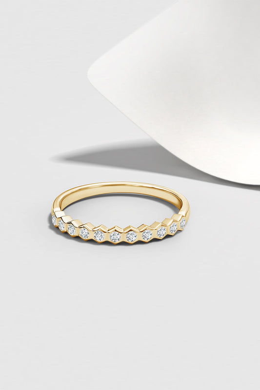 Buy Indochine 14k Hexagon 11-Diamond Stacking Ring in 14K Yellow Gold Online 14K Yellow Gold