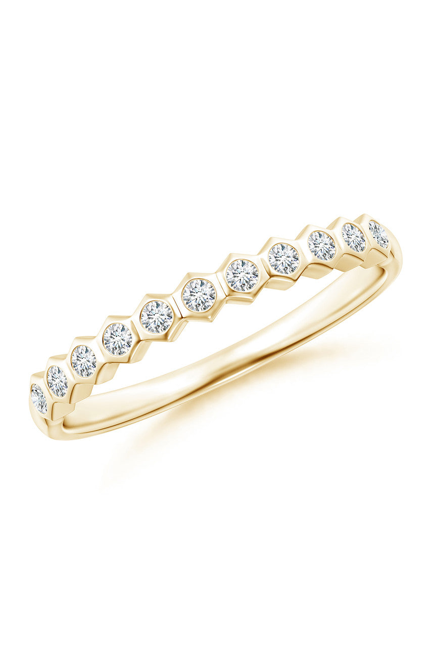 Buy Indochine 14k Hexagon 11-Diamond Stacking Ring in 14K Yellow Gold Online 14K Yellow Gold