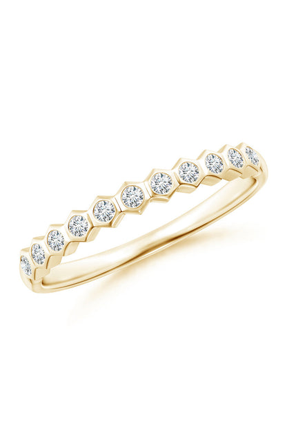 Buy Indochine 14k Hexagon 11-Diamond Stacking Ring in 14K Yellow Gold Online 14K Yellow Gold