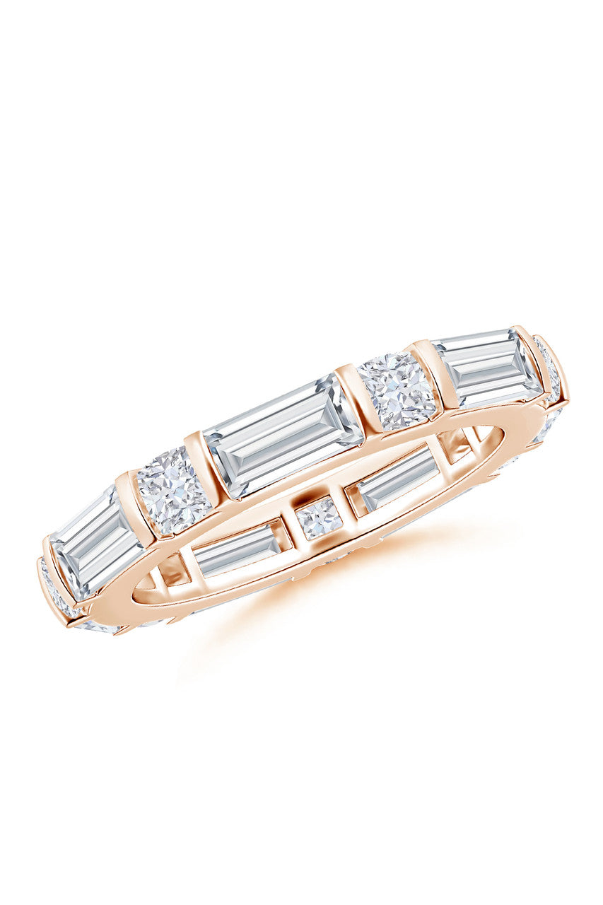 Buy Orient Express Lab-Grown 14K Gold Baguette & Cushion Diamond Eternity Band in 14K Rose Gold Online 14K Rose Gold
