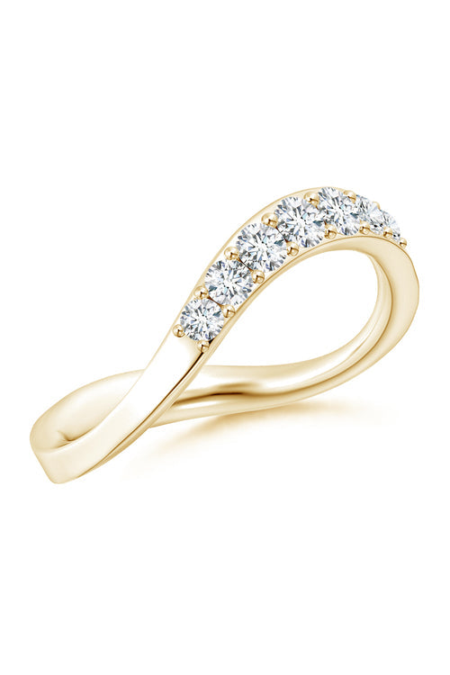 Buy Shangri-La Brushstroke 14K Gold and Diamond Half Eternity Stacking Ring in 14K Yellow Gold Online 14K Yellow Gold