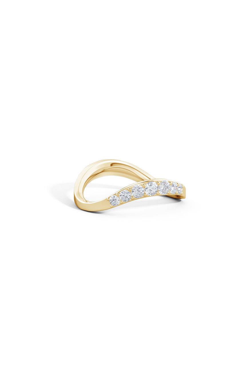 Buy Shangri-La Brushstroke 14K Gold and Diamond Half Eternity Stacking Ring in 14K Yellow Gold Online 14K Yellow Gold