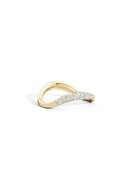 Buy Shangri-La Brushstroke 14K Gold and Diamond Half Eternity Stacking Ring in 14K Yellow Gold Online 14K Yellow Gold