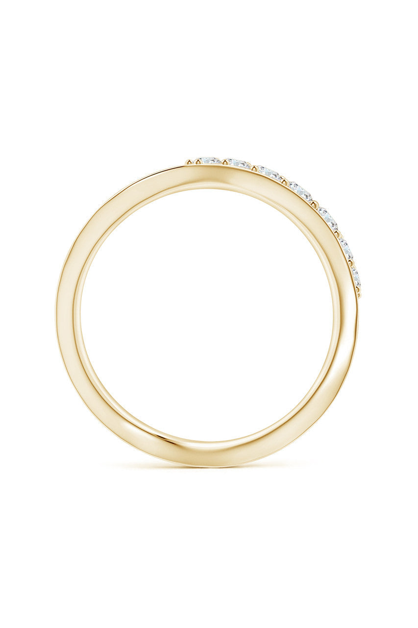 Buy Shangri-La Brushstroke 14K Gold and Diamond Half Eternity Stacking Ring in 14K Yellow Gold Online 14K Yellow Gold