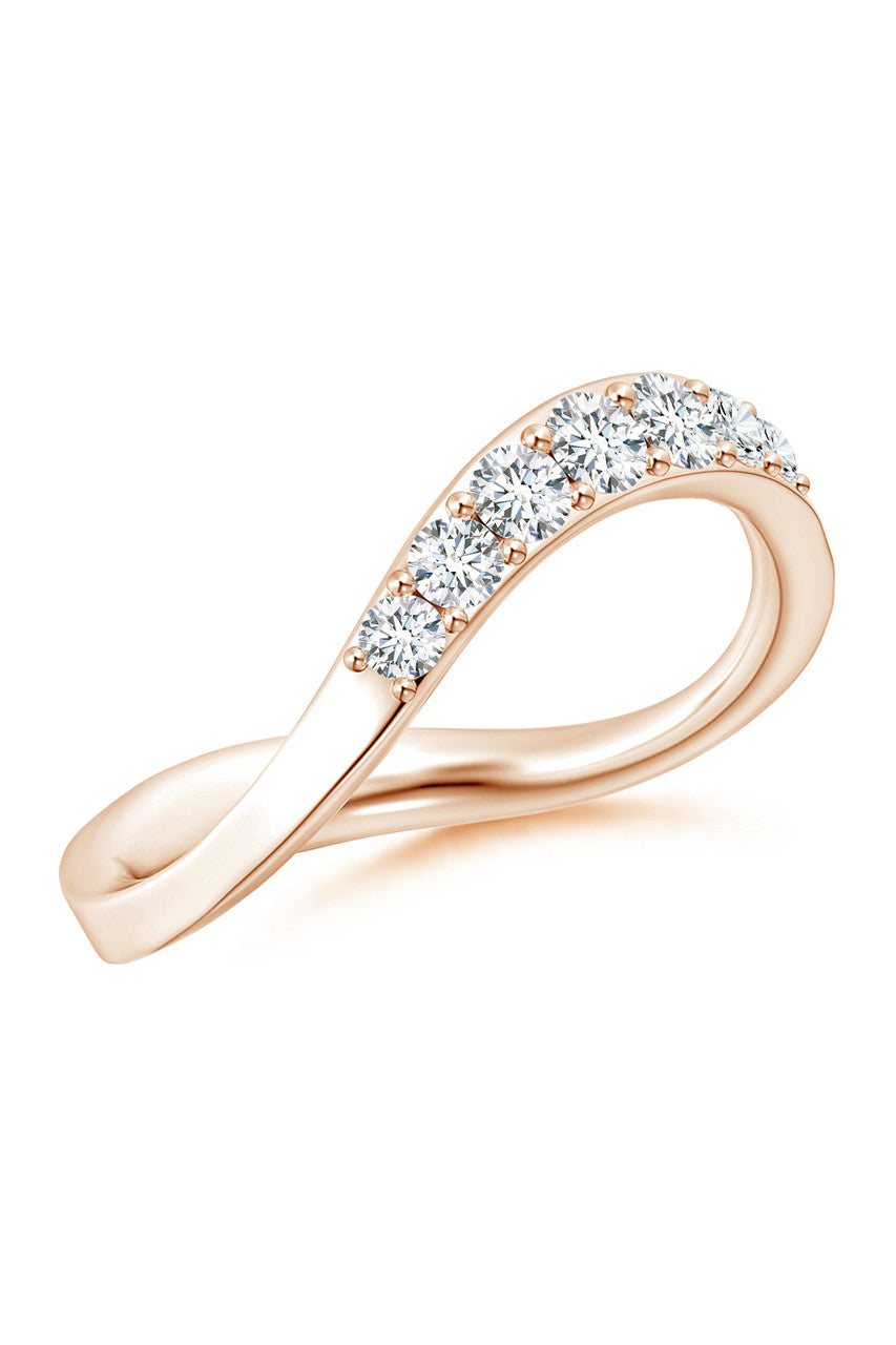 Buy Shangri-La Brushstroke 14K Gold and Diamond Half Eternity Stacking Ring in 14K Rose Gold Online 14K Rose Gold