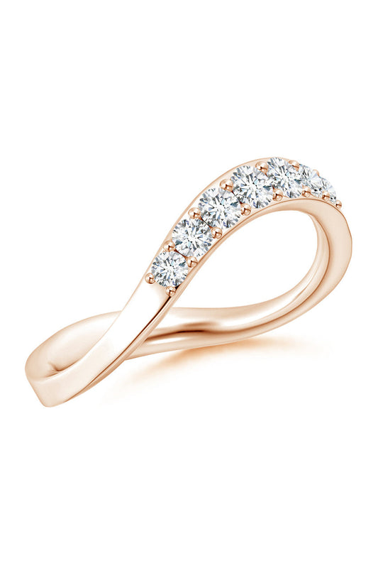 Buy Shangri-La Brushstroke 14K Gold and Diamond Half Eternity Stacking Ring in 14K Rose Gold Online 14K Rose Gold