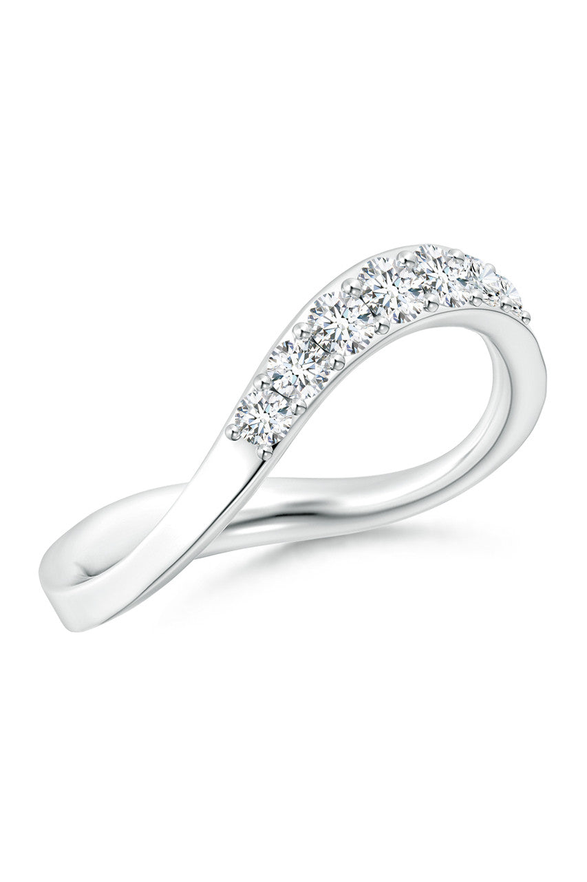 Buy Shangri-La Brushstroke 14K Gold and Diamond Half Eternity Stacking Ring in 14K White Gold Online 14K White Gold