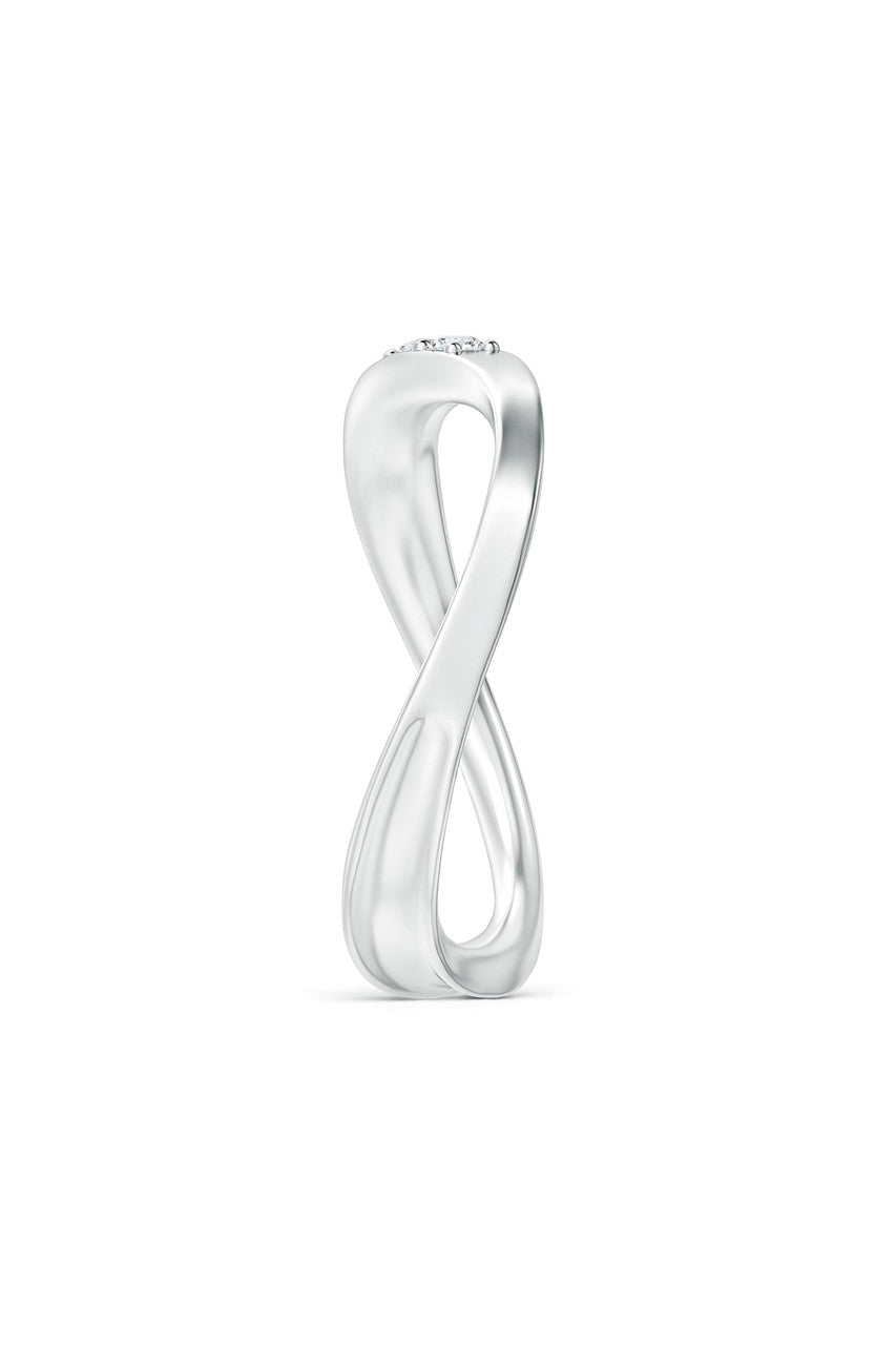 Buy Shangri-La Brushstroke 14K Gold and Diamond Half Eternity Stacking Ring in 14K White Gold Online 14K White Gold